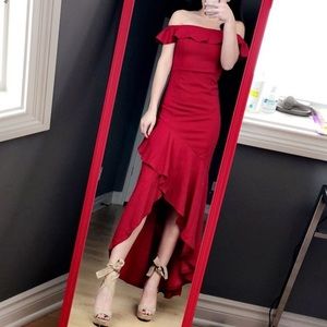 Red Off The Shoulder Prom Dress